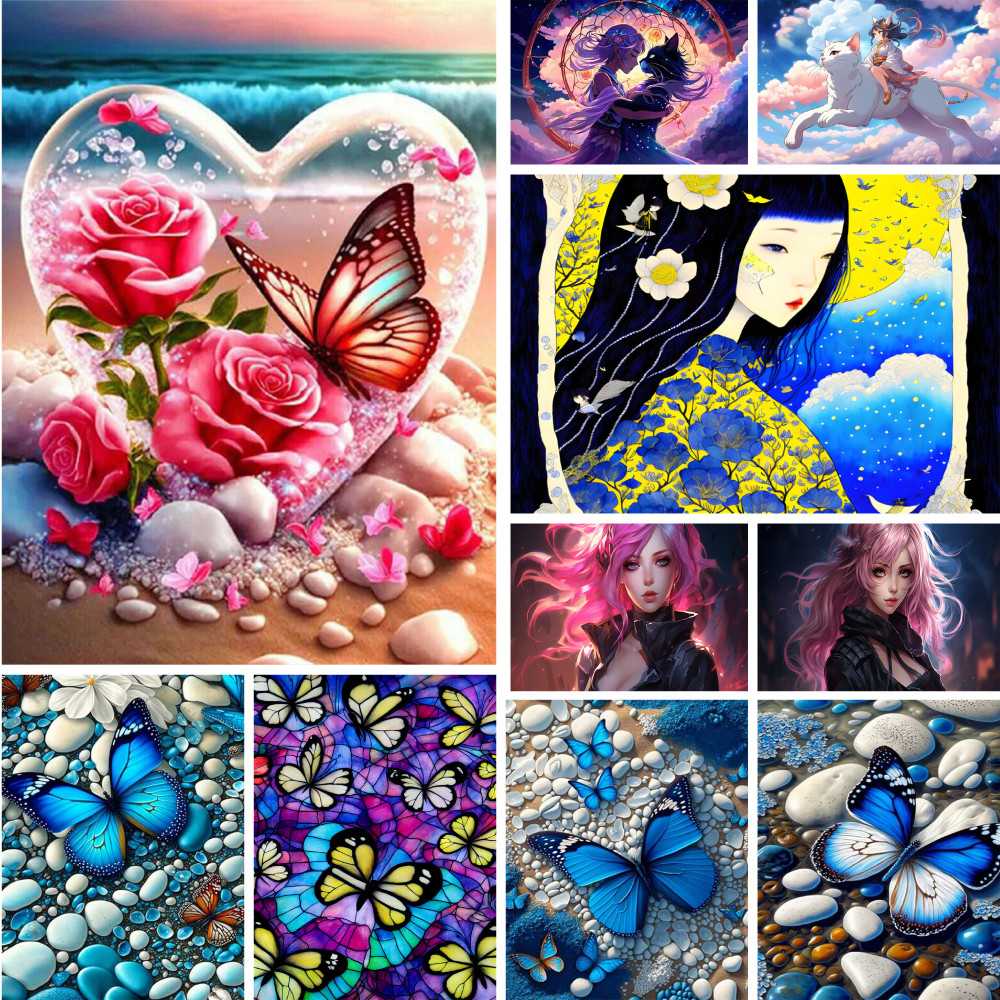 

Butterfly Girl Paint By Numbers Complete Kit Acrylic Paints 40*50 Oil Painting Home Decoration For Kids For Drawing Wholesale