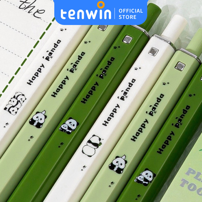 

0.5mmPanda Design Gel Pensiswa tekan pena pertanyaan kuas kapasitas besar pena tanda tangan hitam -tenwin offical