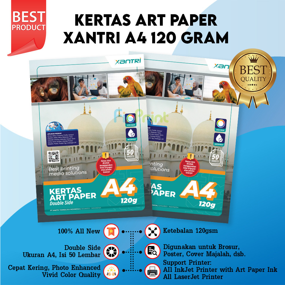 

50 Sheets Kertas Photo Art Paper A4 120gsm 120 gsm Print Double Side Kertas Art Karton Carton