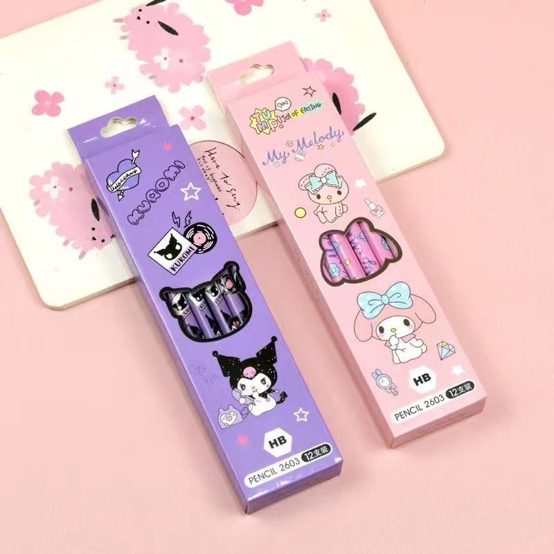 

12pcs Pensil 2B HB Karakter / Pencil Kayu 2B HB Fancy Kartun Lucu/SANRIO KUROMI MELODY