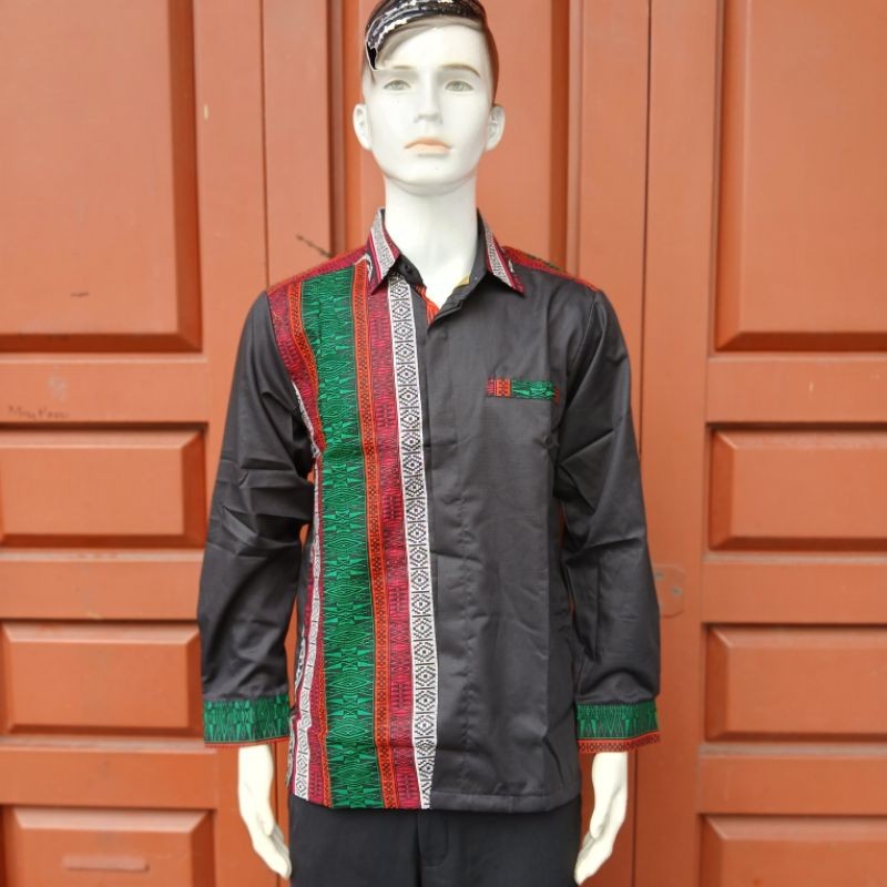 Kemeja Pria Ulos Batak Modern Formal Lengan Panjang Corak Sadum by Miss Nauli