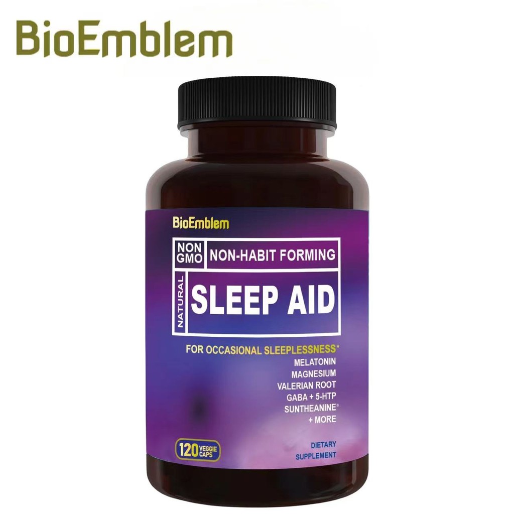 BioEmblem Natural Sleep Aid for Adults with Melatonin, Valerian Root, Pinetheanine and More | Herbal