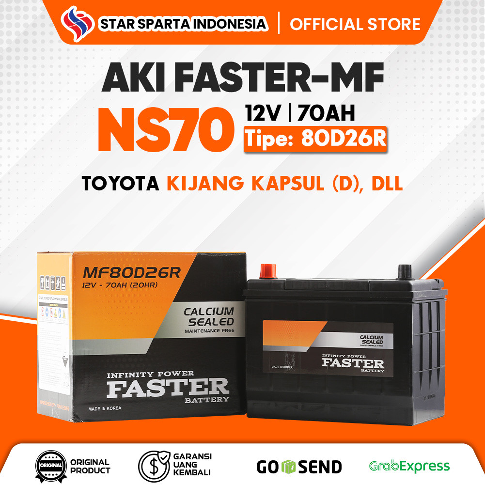Faster MF - Aki NS70 12V 70Ah untuk Toyota Kijang Kapsul (D)