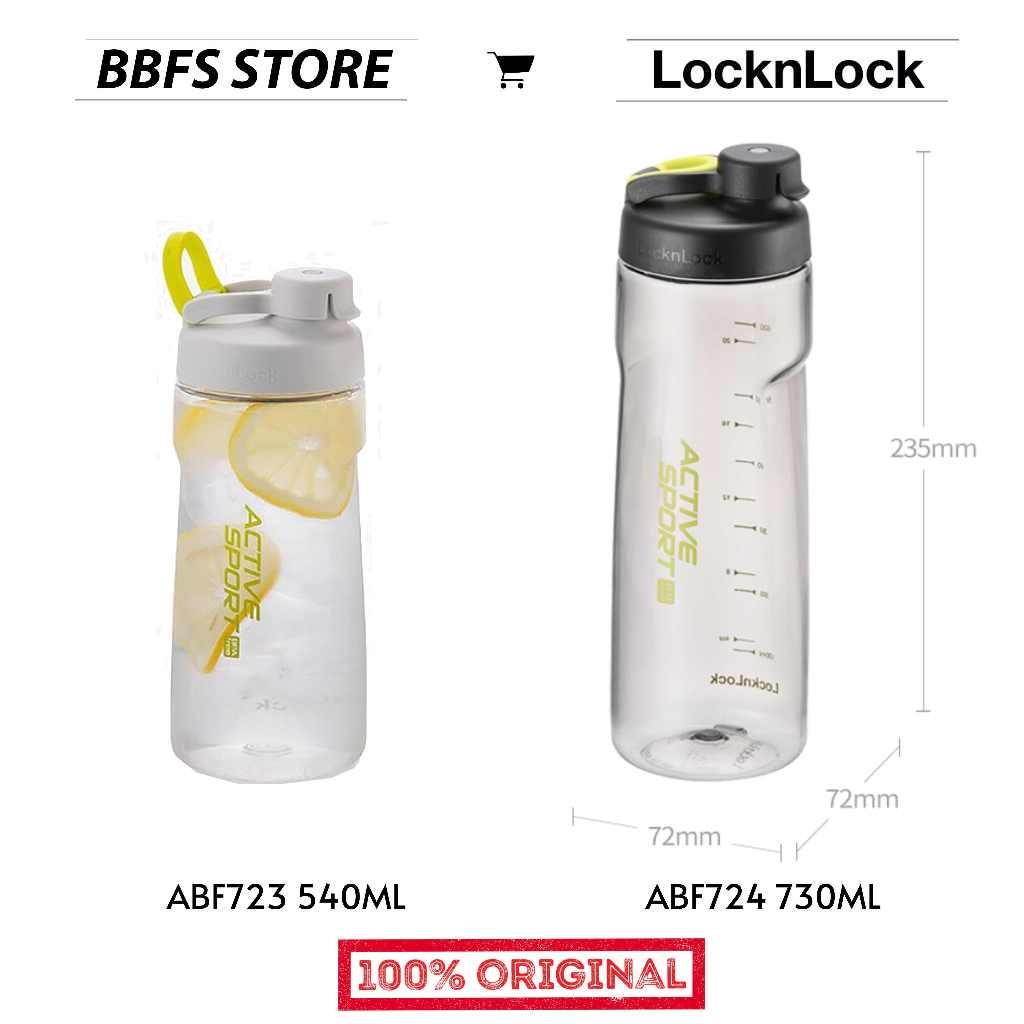 Lock n Lock active Sports Handy Bottle Botol Minum ABF723 ABF724 ABF723LGRY ABF724BLK 540ML 730ML