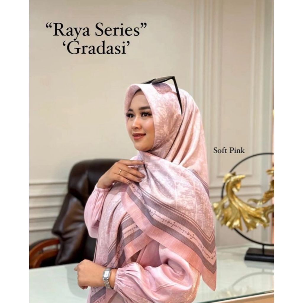 NEW HIJAB SEGI EMPAT MOTIF GRADASI RAYA BY JOURNEY SCARVES KW SUPER