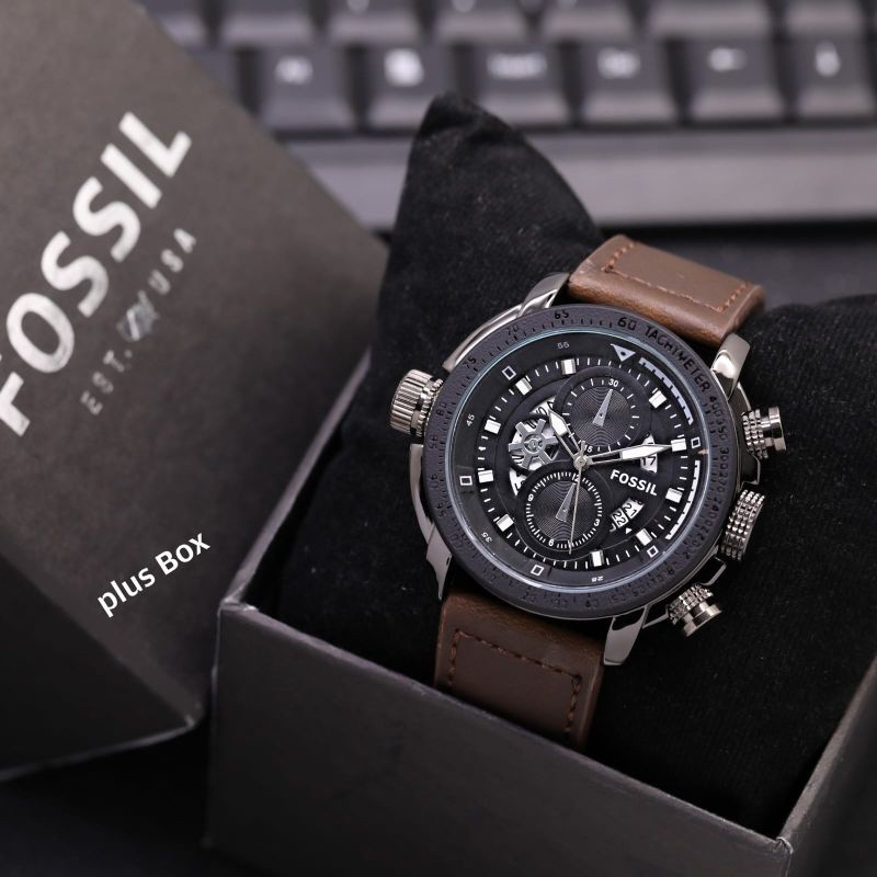 Jam Tangan Pria Kulit Premium Tipe Fs5713N Tanggal Aktif Free Box & Baterai ( Bisa COD)