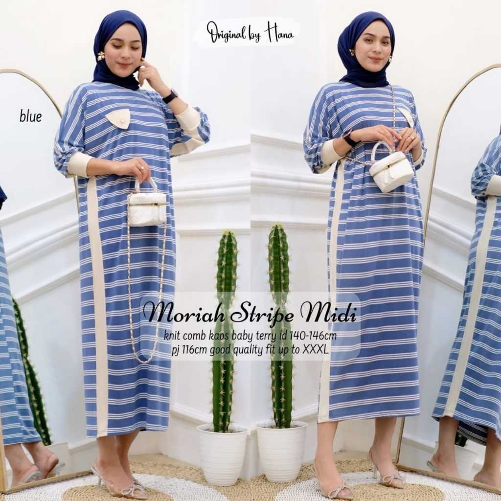 3008    MORIAH STRIPE MIDI DRESS by hANA FASHION  //  Wp Store