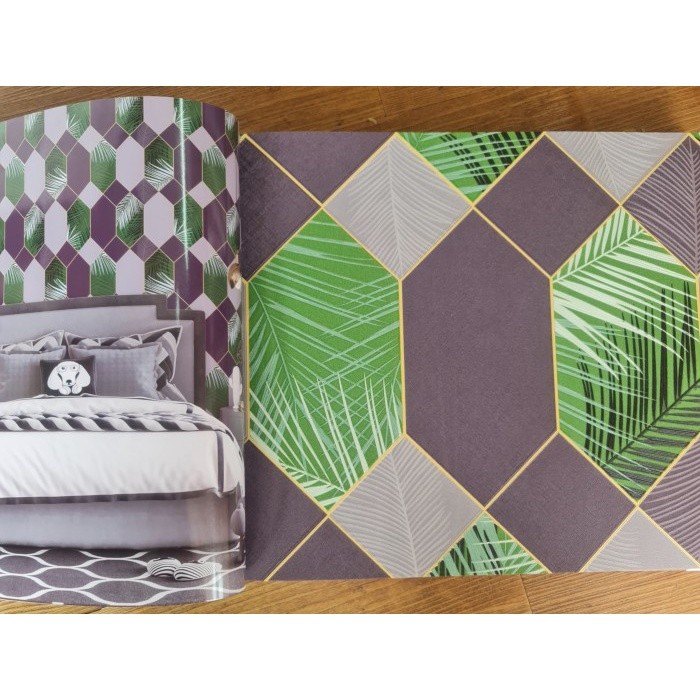 Wallpaper dinding heksagonal daun floral minimalis tekstur premium 10m