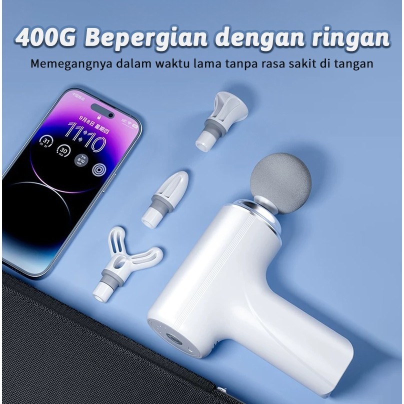 [NS] 4in1 Senapan Fasia Elektrik Pemijat Otot Mini Kelas Profesional Senapan Pijat Multifungsi Pria/