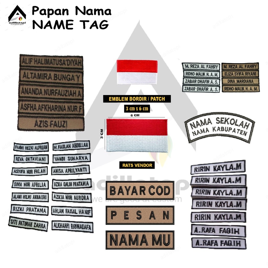 

Bordir PAPAN NAMA // NAME TAG // PAPAN NAMA BORDIR // NAME TAG BORDIR // REQUEST BORDIR NAMA