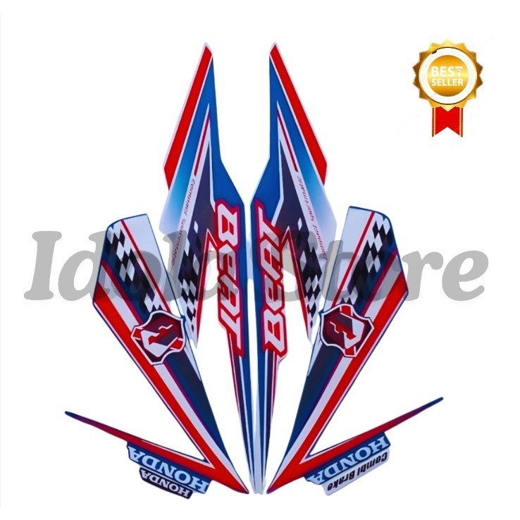 Sticker Striping Motor Honda Beat Fi 2018 Merah Putih list body motor beat Fi 2018