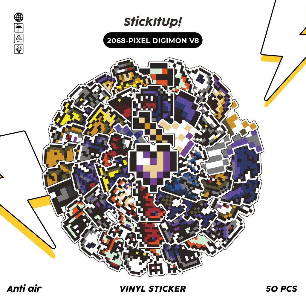 

COD✨ 50 Pcs Stiker PIXEL DIGIMON V8 Lucu Anti Air Untuk Dekorasi Notebook Sepeda Skateboard Handphone DIY