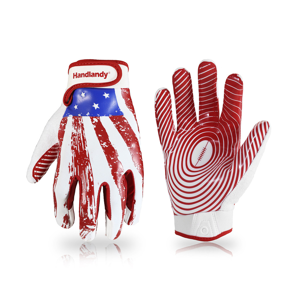 HANDLANDY Youth American Football Gloves for Boys Girls, Sticky Wide Receiver Gloves for Kids, Junio