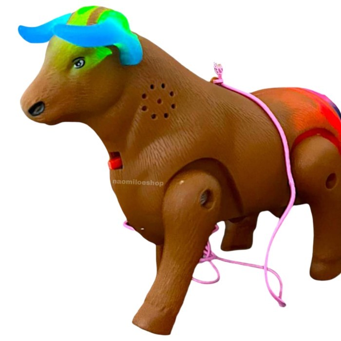 Action bull mainan kerbau coklat berjalan mainan Binatang hewan Kerbau Cattle world Animal Toys Berj