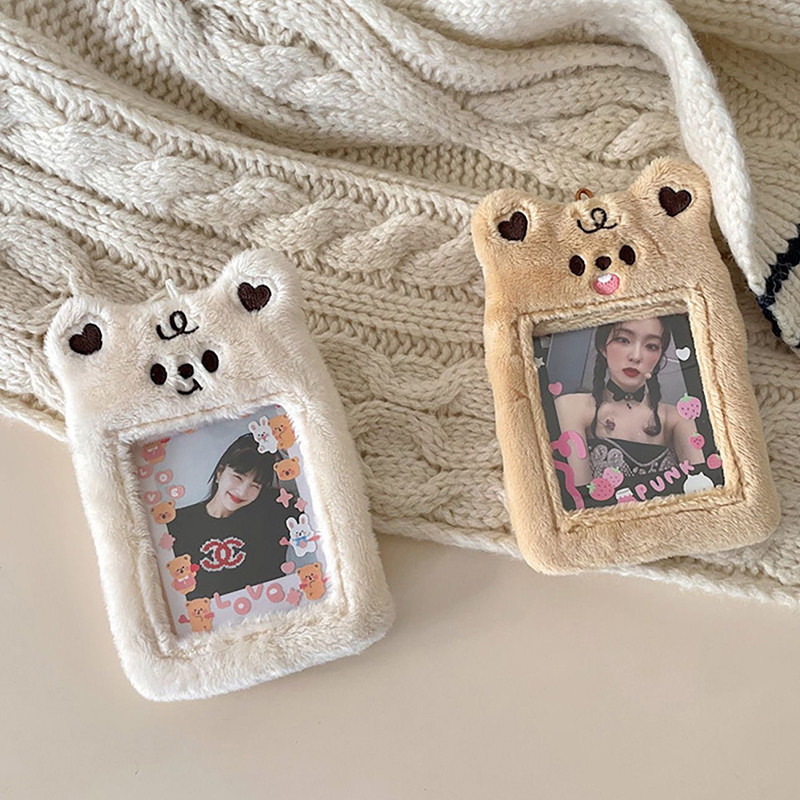

New Cute Key Chain Pendant Plush Photo Card Holder Photo Albums Decor Cover Bus Card Protector Picture Photo Sleeves Card Bag