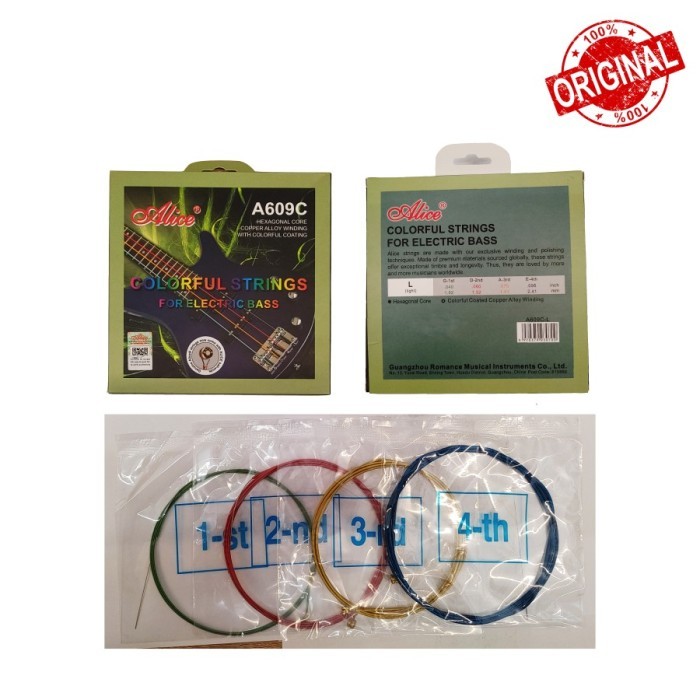 Senar Gitar Bass Elektrik / Alice A609C Senar Bass Elektrik Warna Warni Colorful Electric Strings