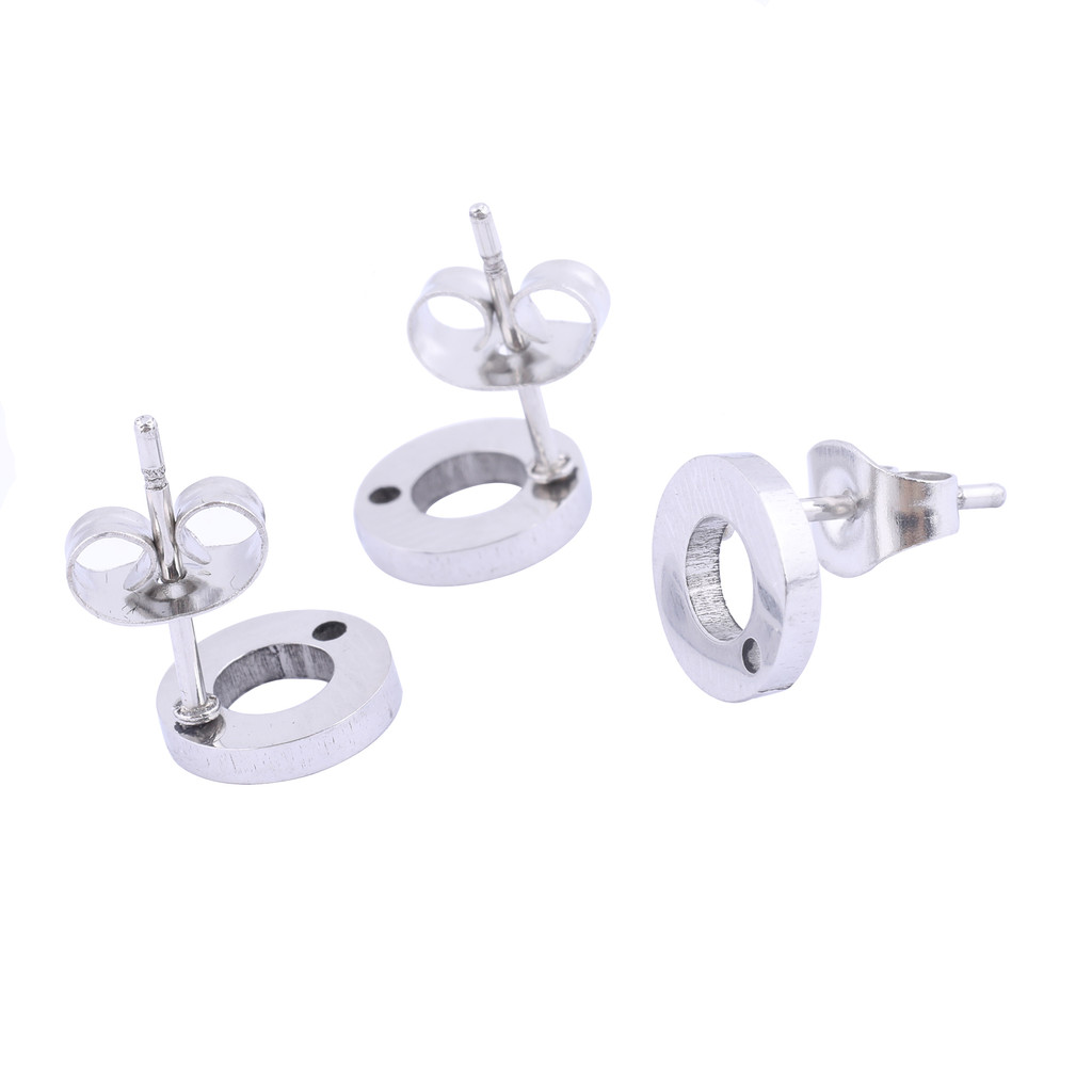 

20pcs Stainless Steel Gold Earring Posts Studs And Backs With Hole Diy Round Earrings Connectors For Jewelry Making Supplies