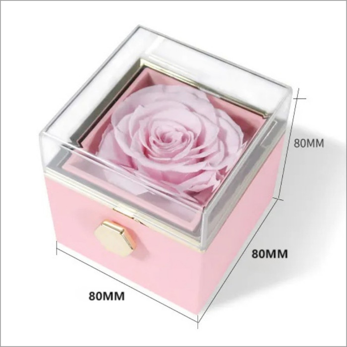 

PROMO!! - Rewelry Gift Box/Valentine Promise Ring Box/Box Cincin/ Rose Flower Kotak Hadiah/Kotak Perhiasan Cincin Best Wishes Rose - Merah Muda