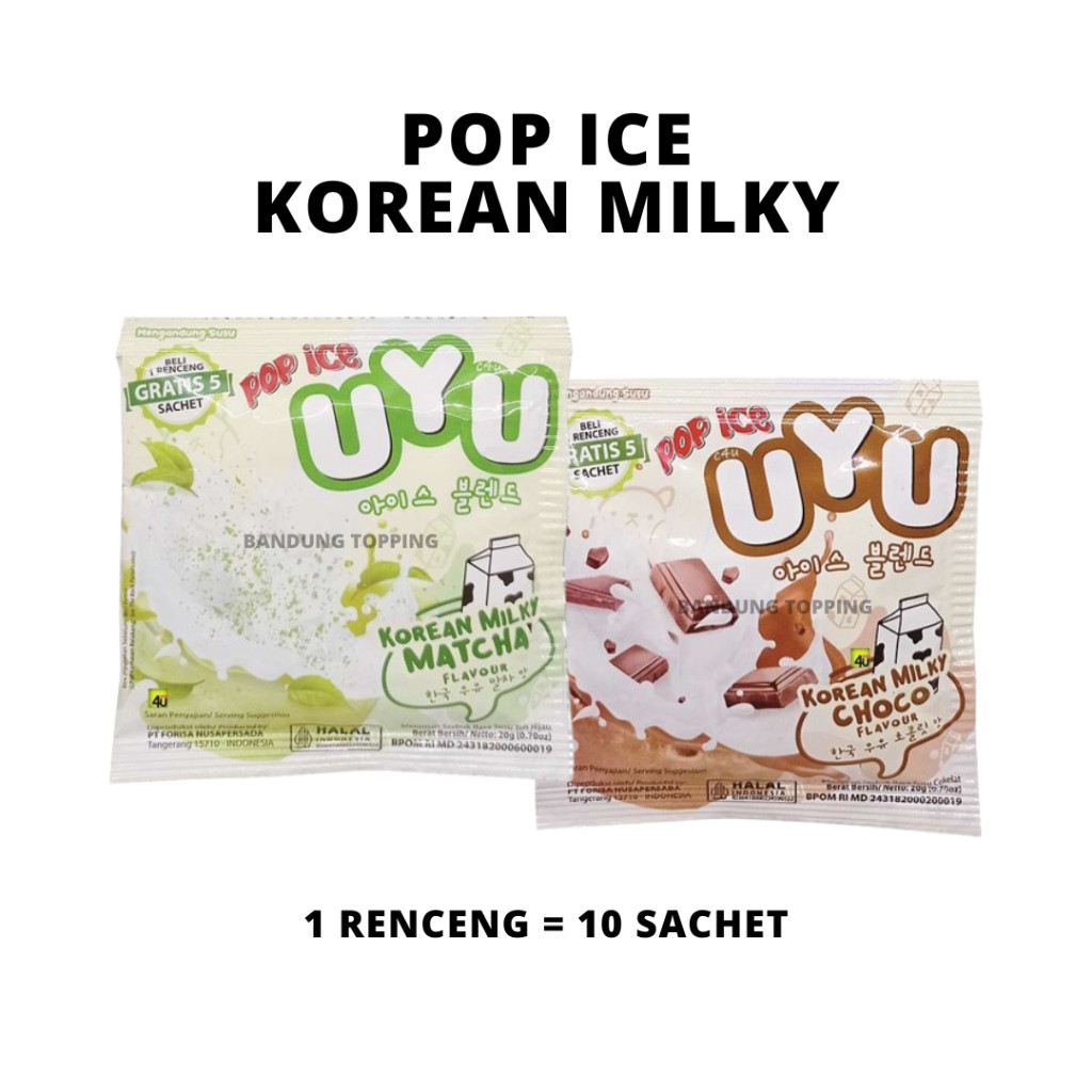 

Pop Ice Uyu Korean MATCHA Choco Sachet 20g 1 RENCENG ISI 10