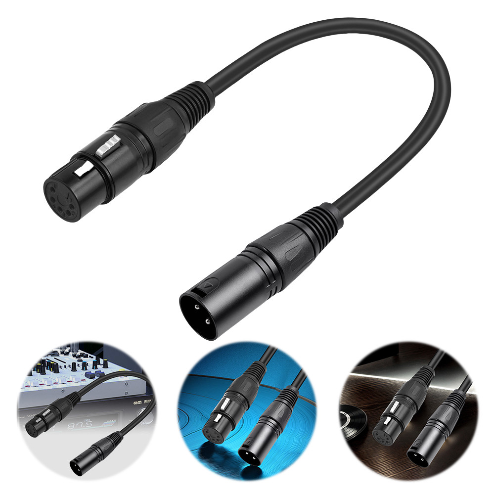 XLR3M To XLR5F Adaptor Cable DMX Adapter Cable XLR 3M To XLR 5F DMX Lighting Cable for Microphone DM