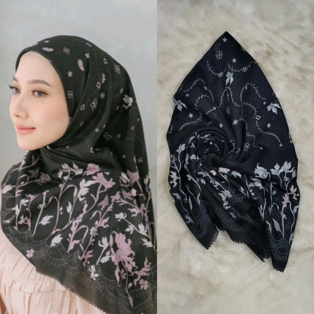 Voal Motif Premium / Hijab Segi Empat Voal Motif Premium Lasercut / Jilbab Voal Motif Premium Laser 