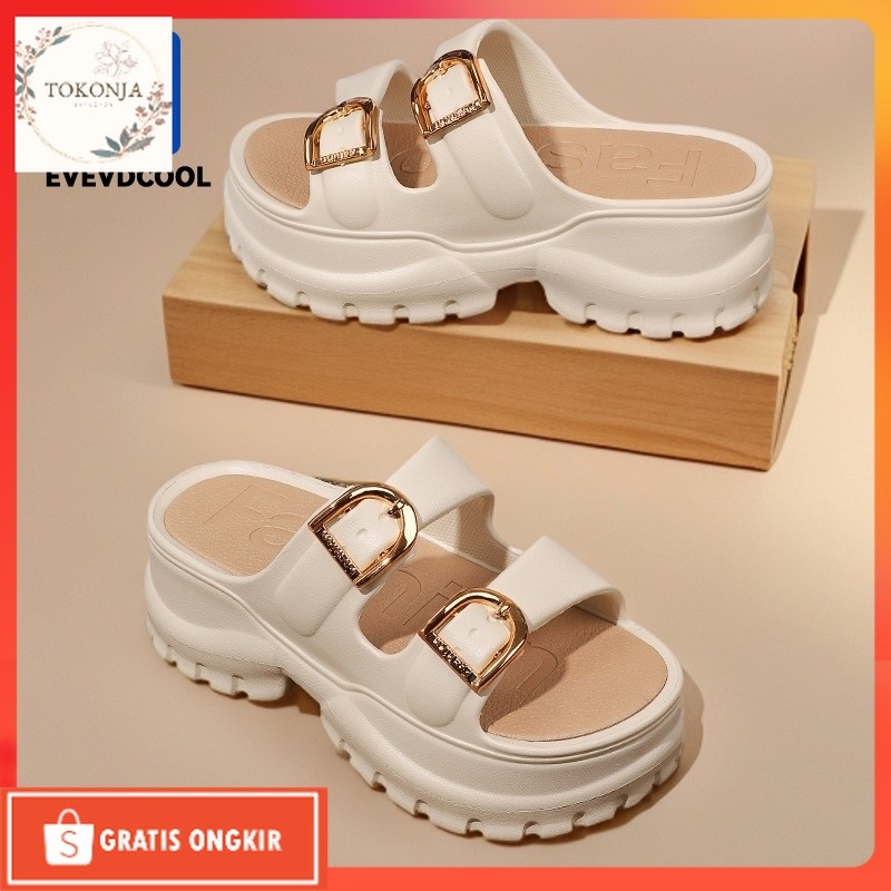 Wedges Korea / 【Surabaya】EvevdCool Sandal Wedges Wanita Kekinian Sandal Selop Wanita Korea Style San