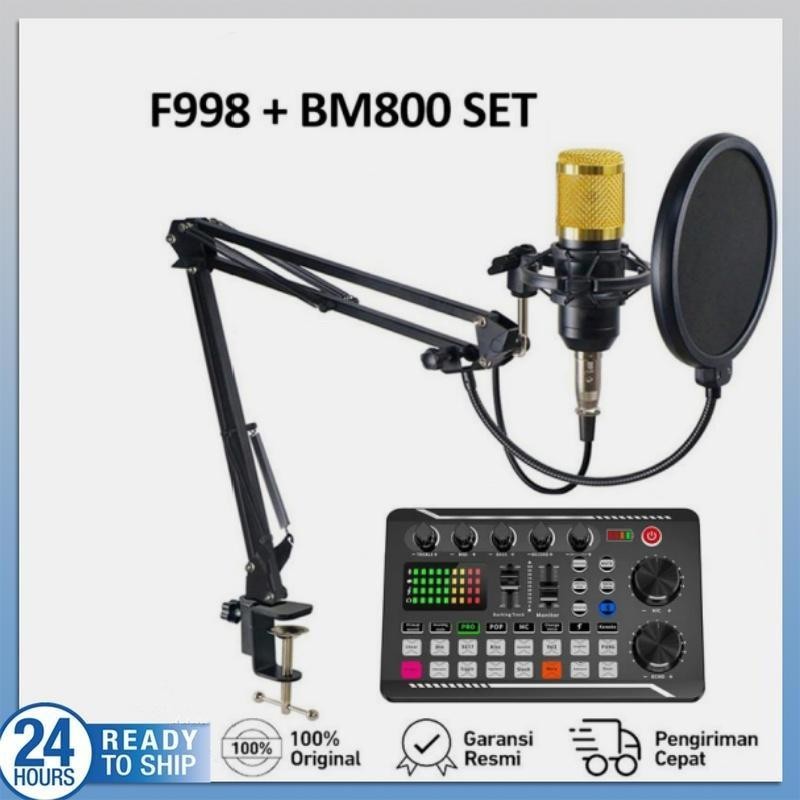 F998 + BM800 Set Kartu Suara Mikrofon Kit Audio Mixer Vocoder Mixer Amplifier Ponsel Komputer Tujuan