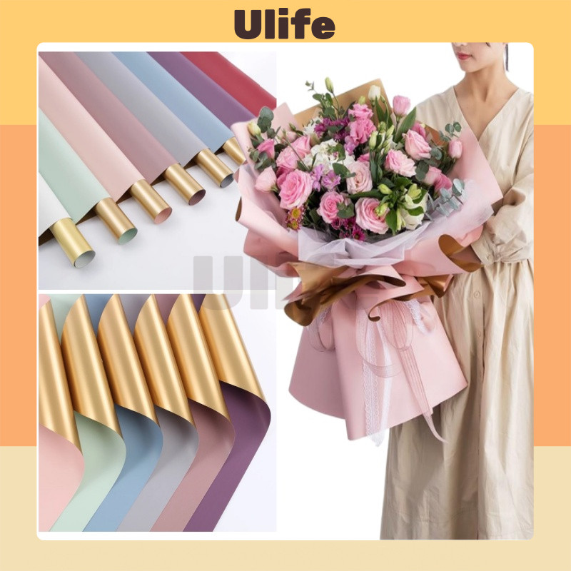 

[1 PACK 20 LEMBAR] Kertas Buket Gold BiColor Cellophane Flower Wrapping Pembungkus Kado Kertas Buket Bunga