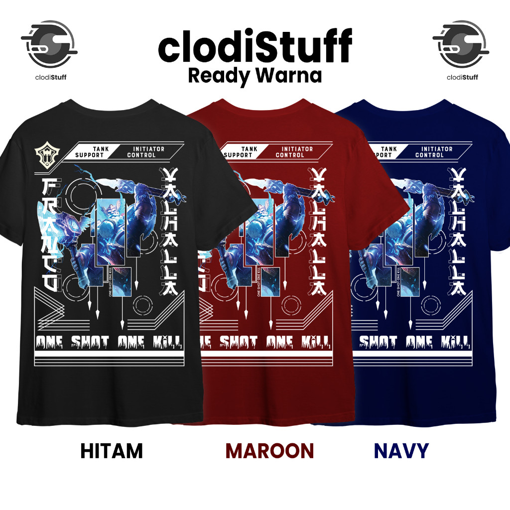 Kaos FRANCO VALHALLA EPIC SKIN Mobile Legends MLBB Lengan Pendek Hitam Combed 24s Premium