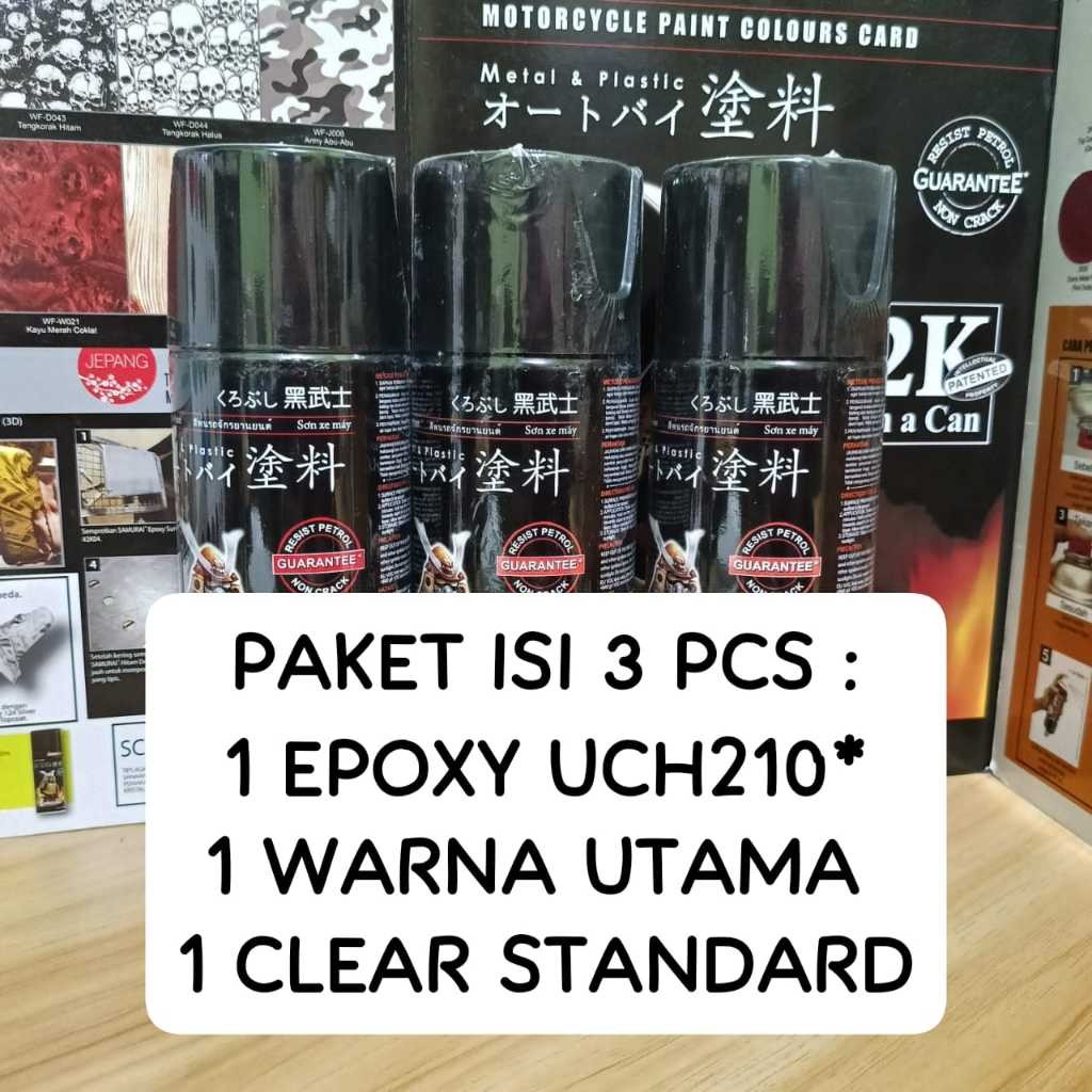 Mamiseler45 - Samurai Paint Pilox Paket Hemat 3 Kaleng Cat Semprot Hitam Doff Glossy Putih 400ml