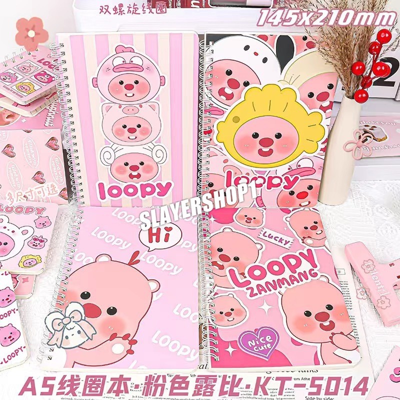 

MilL [Ready] Loopy Capybara Notebook A5 1 Paket 4 Pcs Buku Diary Aesthetic Buku Jurnal Aesthetic