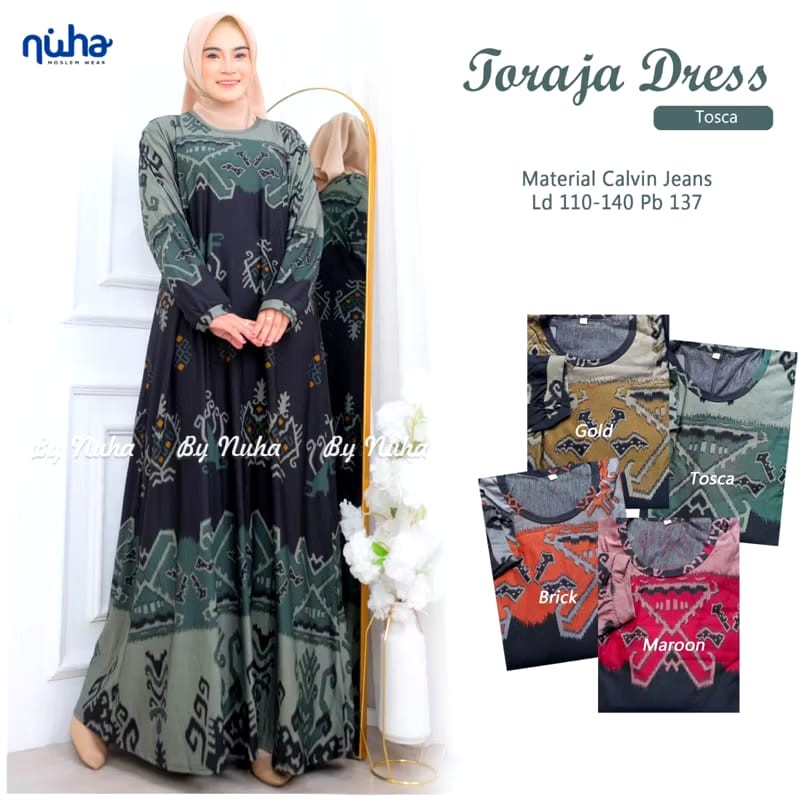 JMY - Gamis Calvin Jeans Motif Kekinian Toraja Maxy by Fashion Solo