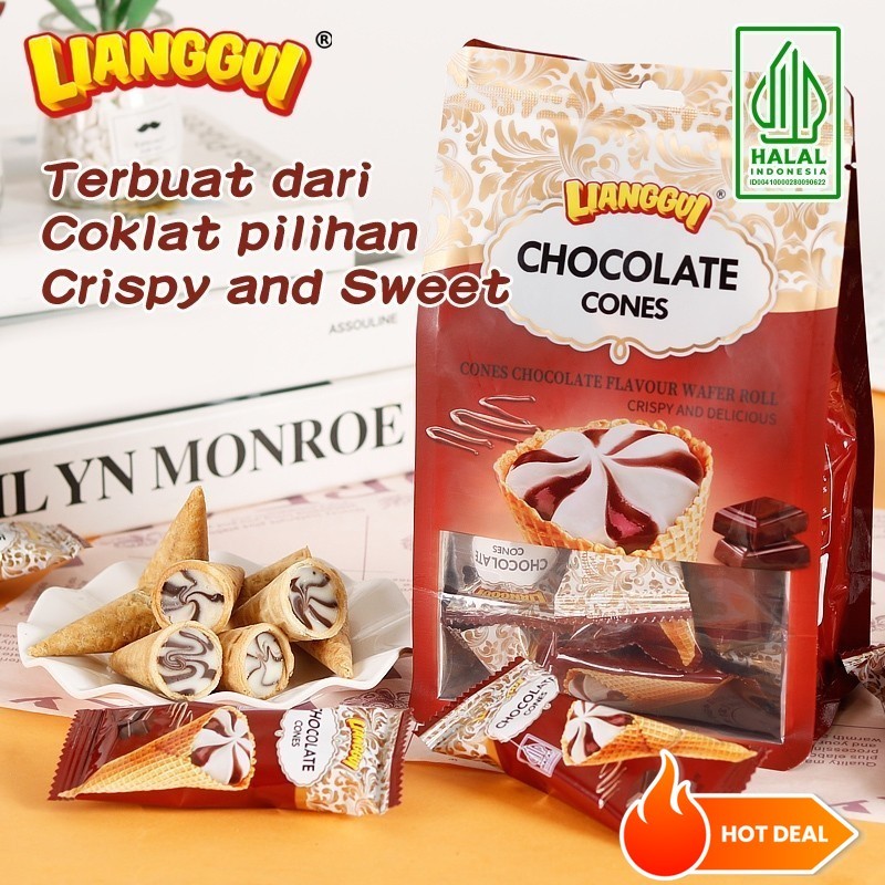 

[Hampers/Gift] [Harga promosi diskon]Lianggui HALAL Chocolate Cones Vanilla Strawberry Crisp Roll Wafer Ice Cream Flavour Wafer Roll Biskuit Coklat Bentuk Ice Cream Wafer CHOCO COCONUT/ STRAWBERRY/ CHOCO & MILK SWEET Wafer