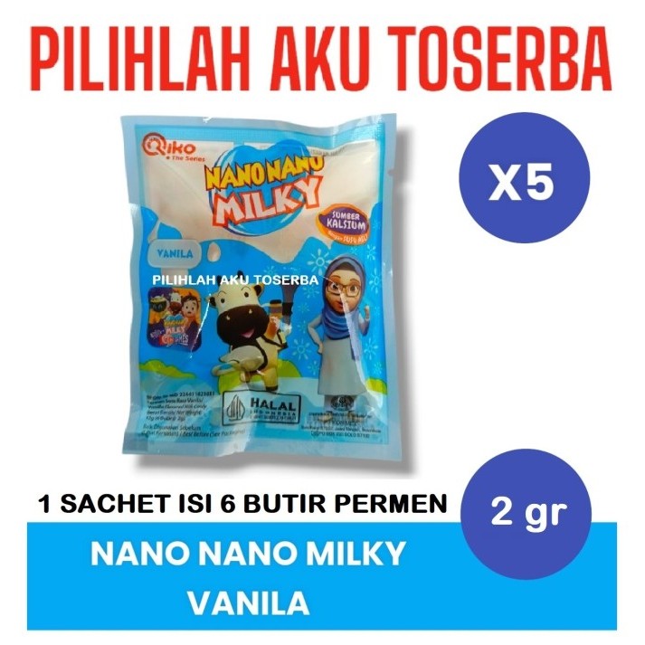 

Permen NANO NANO MILKY Rasa VANILA - ( HARGA 5 SACHET )