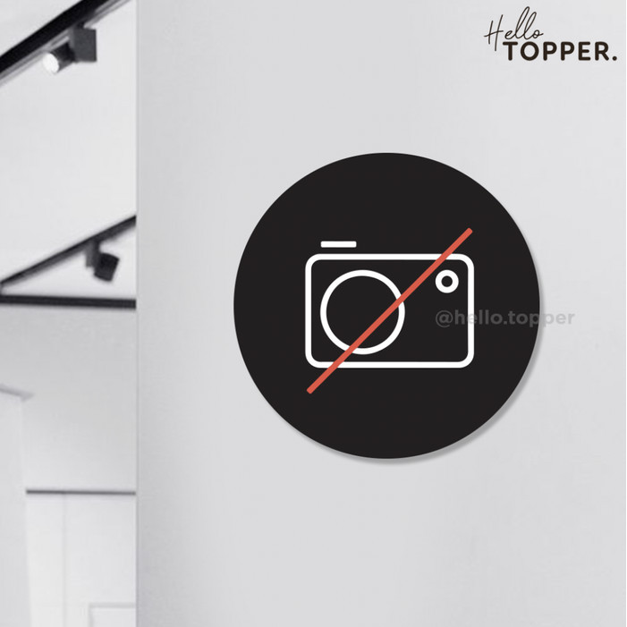 

Sign Icon Akrilik Signage Label Acrylic Papan Tanda - No Camera - Bulat Hitam, 10x10