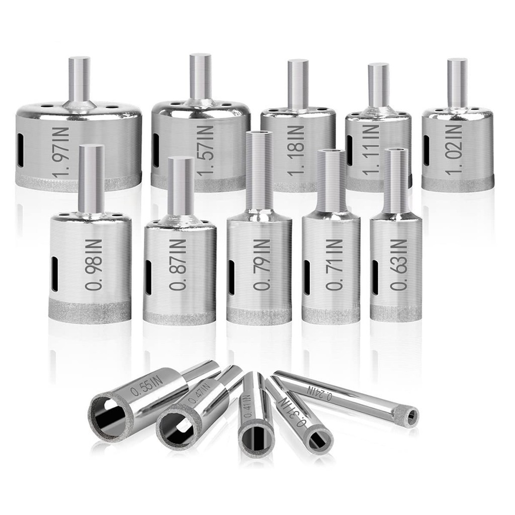 15/10PCS set mata bor kaca keramik granit marmer batu porselen diamond hss holesaw pelubang/mata bor