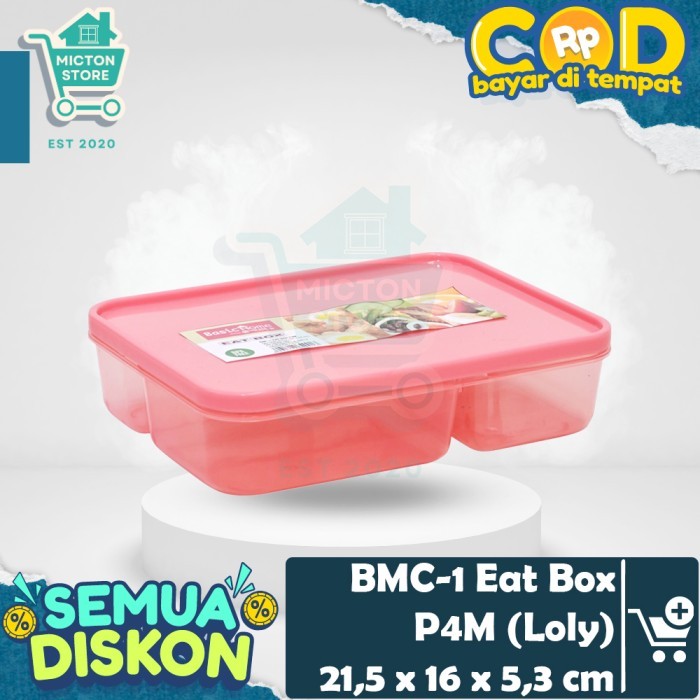 MICTON Lion Star Basic Home BMC-1 Eat Box P4M (Loly) Kotak Makan Plastik 4 Sekat Kantor Piknik denga