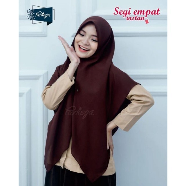 KERUDUNG INSTAN UKURAN JUMBO JILBAB SEKOLAH SMP SMA PRAMUKA SEGI EMPAT -  COKLAT DIAMOND