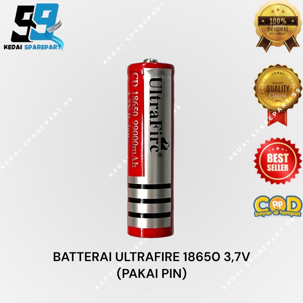 BATERAI 3,7 VOLT  ULTRALFIRE 18650 / RECHARGE BATTERY