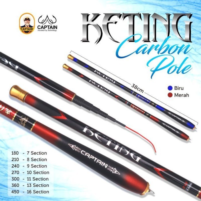 JORAN TEGEK CARBON RUAS PENDEK KAKU CAPTAIN KETING 180-450 CM RINGAN - 240