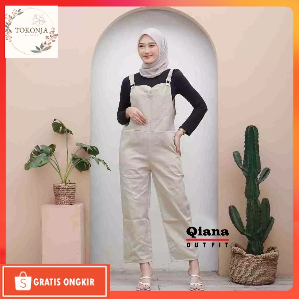 Baju Korea / Flow Overall Jumpsuit Wanita / Baju Kodok Wanita / Pakaian Wanita Jumbo katun