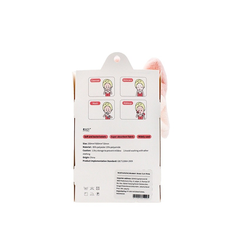 OHSOME - MAITAIXING Rabbit Hair Cap Drying Hair Towel Handuk Keramas Rambut Kelinci Warna Pink / Whi
