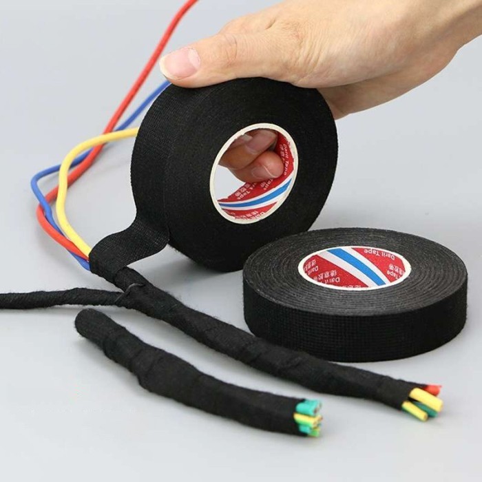 

Isolasi Kain Kabel Listrik 25mmx15m Wire Tahan Panas Lakban Tape TF11