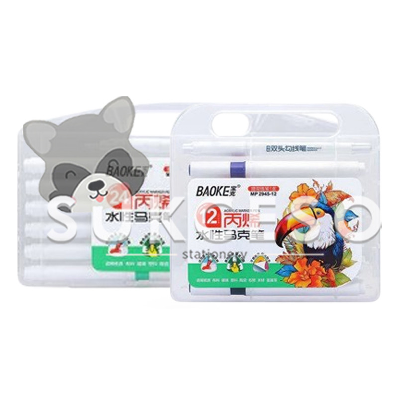 

BaoKe Spidol Acrylic MP2945 Set 12 / 24 Warna - Pena Spidol Trigonal Akrilik Murah