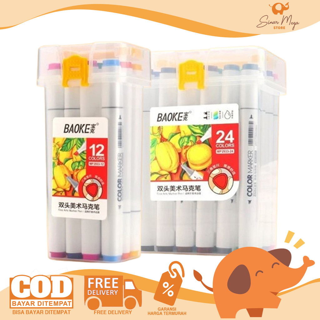 

BAOKE Marker Color Paint MP2933 12 / 24 - Set Spidol Double Side Murah Berkualitas
