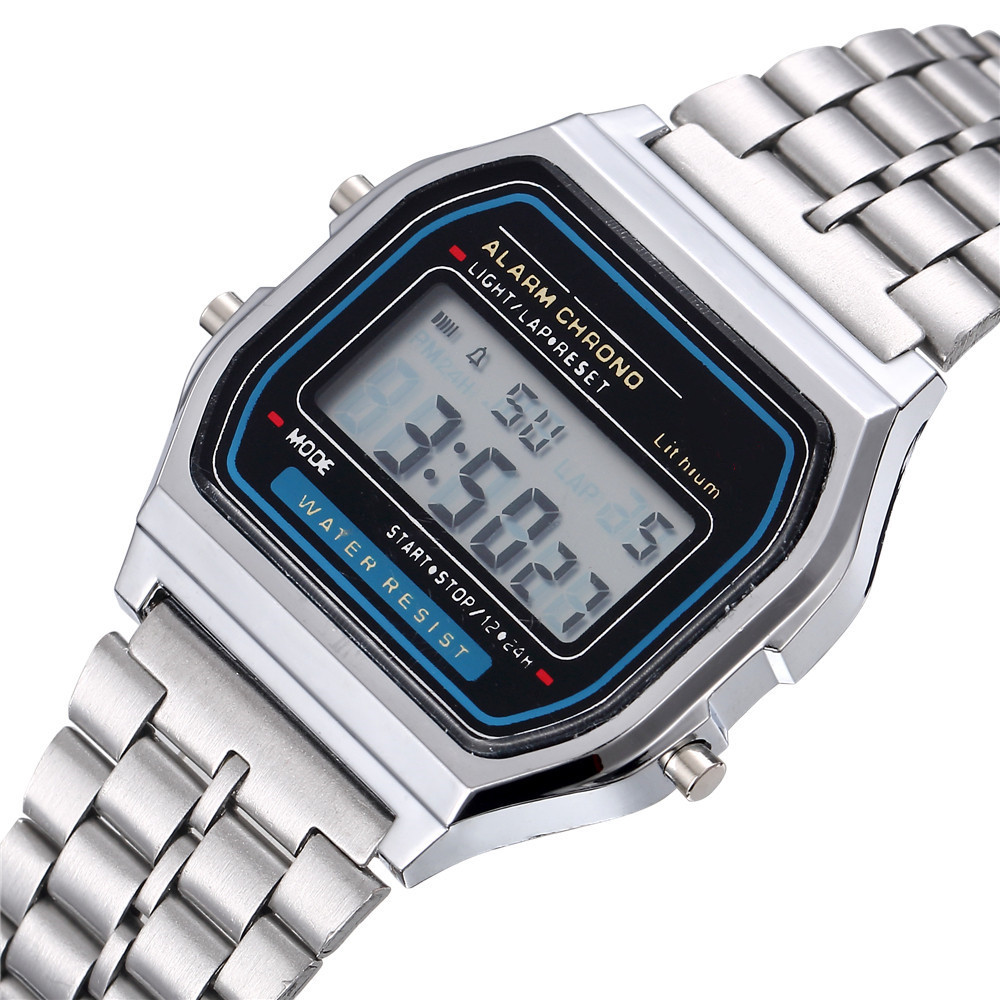 Elegant Digital Watch For Women Gold Silver Stainless Steel Business Ladies Electronic Wrist Watches