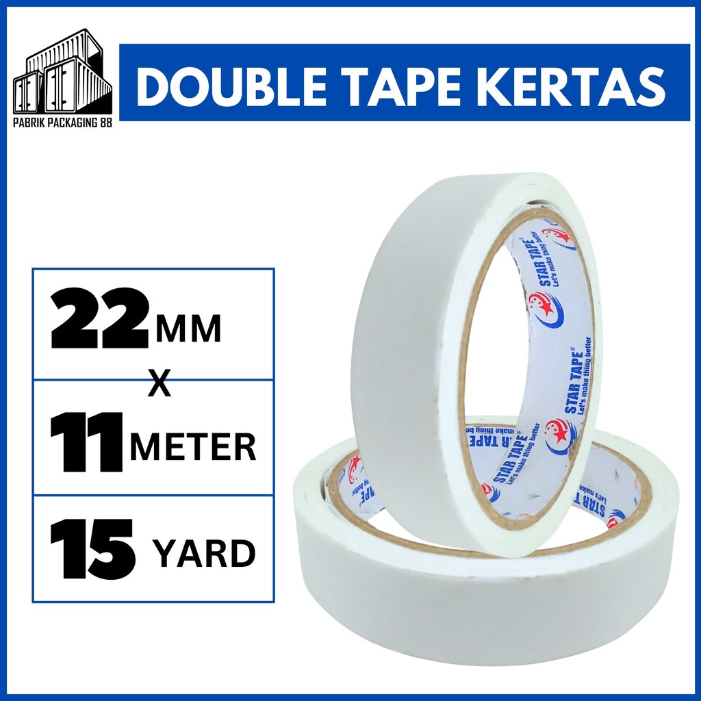 

Double Tape Kertas 22MM - 11M - Lakban Dobel Sided Tape ATK 2 Inch - 15 YARD
