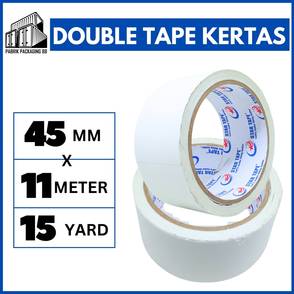 

Double Tape Kertas 45MM - 11M - Lakban Dobel Sided Tape ATK 2 Inch - 15 YARD