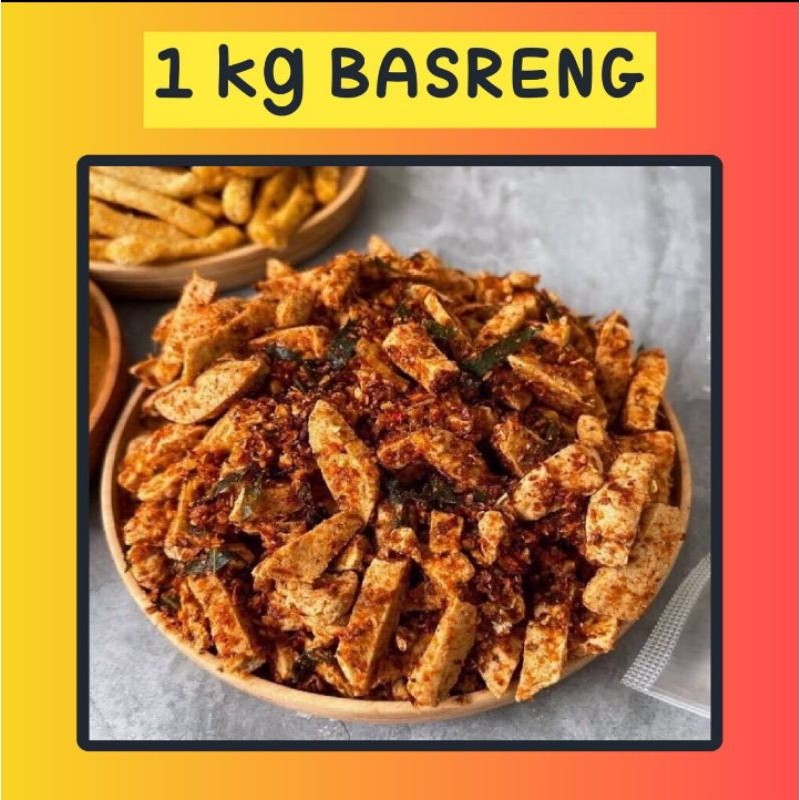 

BUMBU MELIMPAH Basreng 1kg Basreng pedas daun jeruk bisa COD cemilan snack