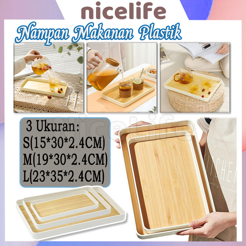 Nampan Kayu Aestetik Persegi / Nampan Kayu Aestetik / Tray Tatakan Persegi Panjang